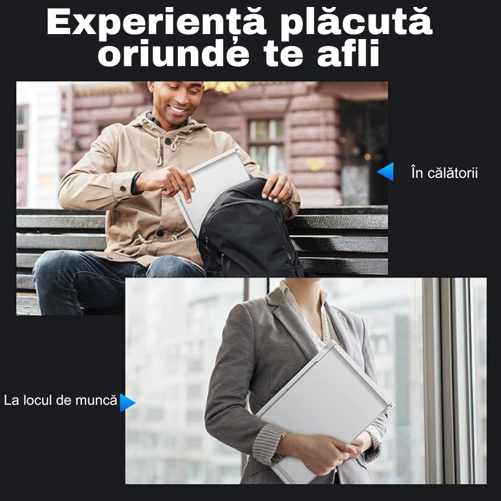 Monitor LED extender portabil pentru laptop, Milmatt, 14 inch, excelent pentru Birou, Calatorii, FullHD, Conectare cu un Singur Cablu, Quad-Screen compatibil display de 13,6 -17.3 inch, compatibil Win [13]