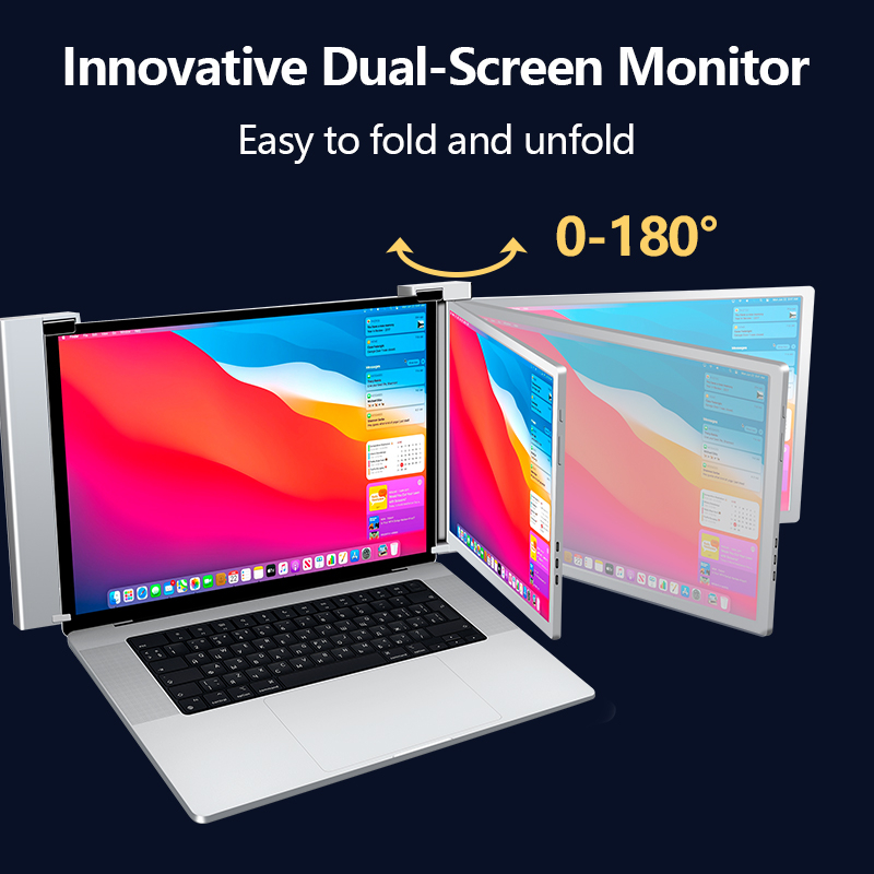 Monitor portabil pentru laptop, Milmatt, 14 inch, ecran FHD 1080P IPS, extensie pentru laptop cu port USB-C și Mini HDMI, Plug & Play, compatibil cu laptopuri de 14-17.3”, Switch, Xbox, gri [11]