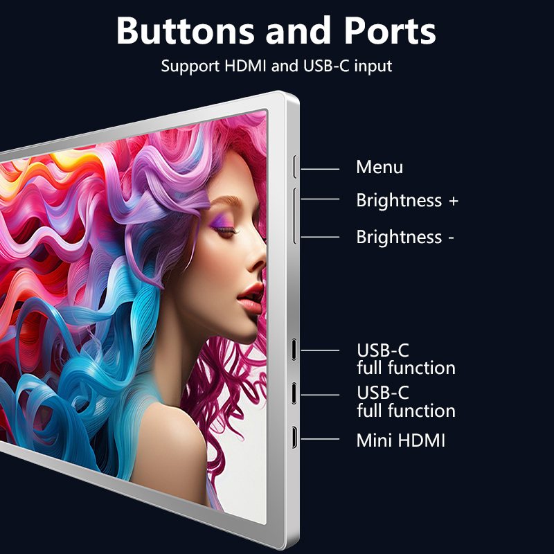 Monitor portabil pentru laptop, Milmatt, 14 inch, ecran FHD 1080P IPS, extensie pentru laptop cu port USB-C și Mini HDMI, Plug & Play, compatibil cu laptopuri de 14-17.3”, Switch, Xbox, gri [13]