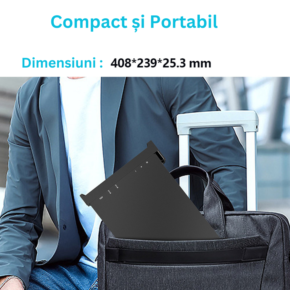 Monitor portabil pentru laptop, Milmatt, 15.4 inch, ecran FHD 1080P IPS, extensie pentru laptop cu port USB-C si Mini HDMI, Plug & Play, compatibil cu laptopuri de 15.6 -17.3”, Switch, Xbox, negru [15]