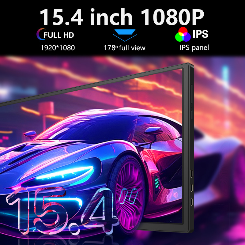 Monitor portabil pentru laptop, Milmatt, 15.4 inch, ecran FHD 1080P IPS, extensie pentru laptop cu port USB-C si Mini HDMI, Plug & Play, compatibil cu laptopuri de 15.6 -17.3”, Switch, Xbox, negru [3]