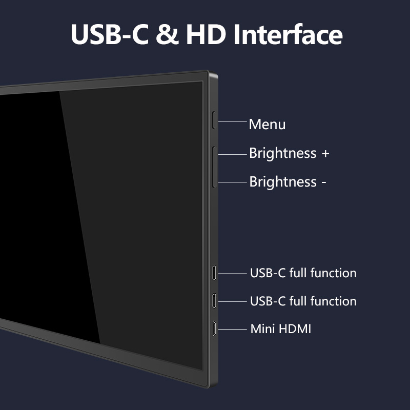 Monitor portabil pentru laptop, Milmatt, 15.4 inch, ecran FHD 1080P IPS, extensie pentru laptop cu port USB-C si Mini HDMI, Plug & Play, compatibil cu laptopuri de 15.6 -17.3”, Switch, Xbox, negru [10]