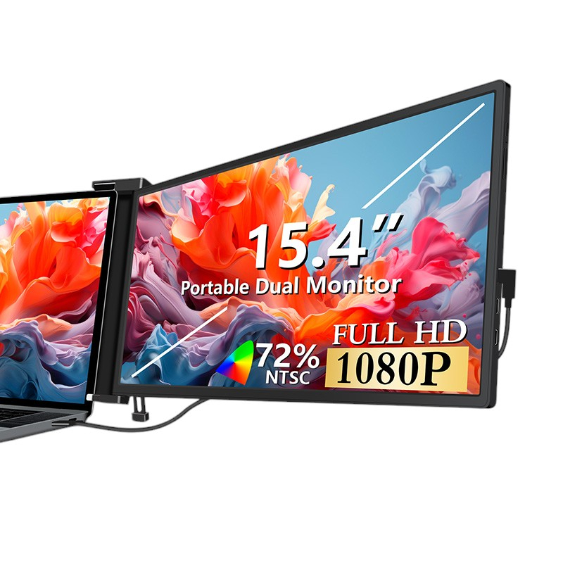 Monitor portabil pentru laptop, Milmatt, 15.4 inch, ecran FHD 1080P IPS, extensie pentru laptop cu port USB-C si Mini HDMI, Plug & Play, compatibil cu laptopuri de 15.6 -17.3”, Switch, Xbox, negru [1]