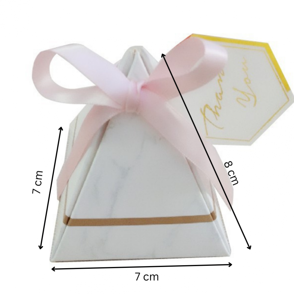 Set 20 Cutii Marturii/Cadou, Milmatt, Alb, doua fete Alb/Roz, panglica satin roz, 7x7x8 cm [7]