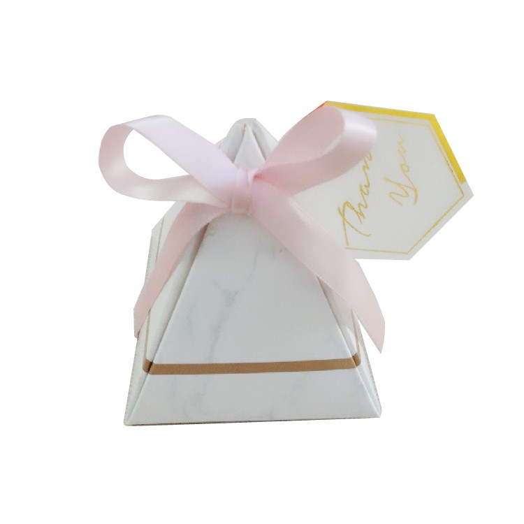 Set 20 Cutii Marturii/Cadou, Milmatt, Alb, doua fete Alb/Roz, panglica satin roz, 7x7x8 cm [1]
