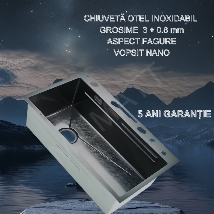 Chiuvetă Bucătărie Multifuncțională cu Accesorii – Cos Scurgere, Tocător, Baterie Cascadă, Spălător Pahare [12]