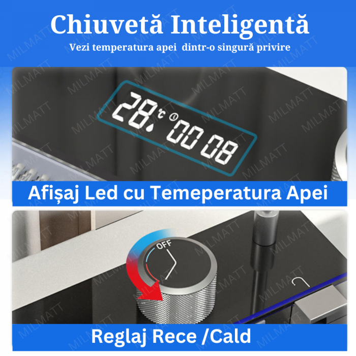 Chiuvetă Bucătărie Multifuncțională cu Accesorii – Cos Scurgere, Tocător, Baterie Cascadă, Spălător Pahare [6]
