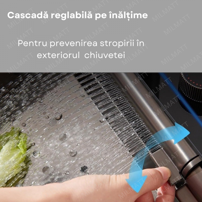Set chiuvetă bucătărie MILMATT – Multifuncțională, LED, baterie brevetată, inox negru [9]