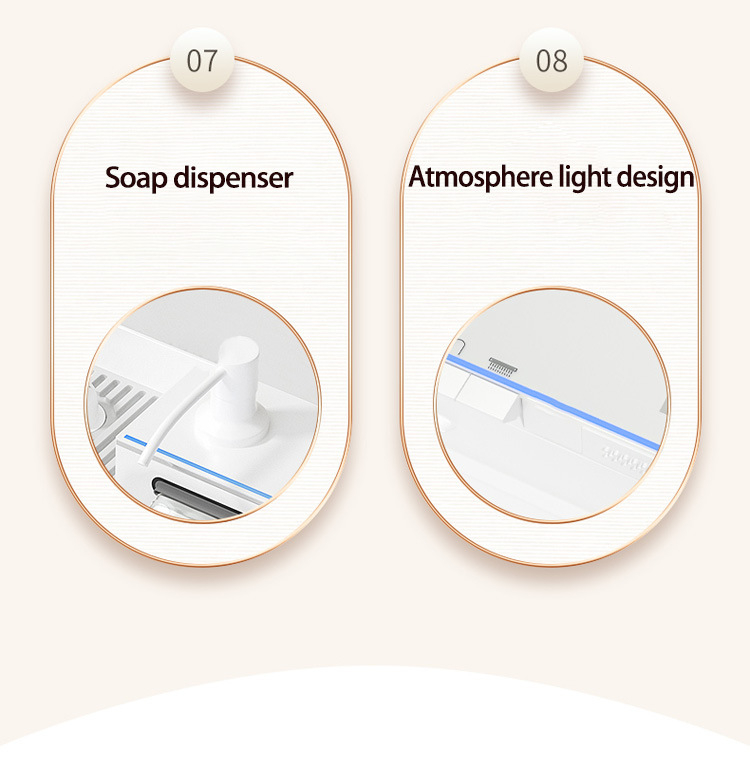 Set chiuveta bucatarie, Milmatt, multifunctionala, cu afisaj led, baterie cu dus extractibil, 2 cascade, spalator pahare, dozator sapun, robinet apa purificata, otel inoxidabil, sticla alba, culoare a [13]