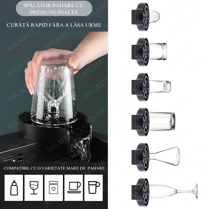 Set chiuveta bucatarie, Milmatt, multifunctionala, finisaj fagure, baterie cu dus extractibil cu 3 functii de spalare + cascada tip fanta, dispozitiv spalare pahare, tocator lemn, cos spalare/stoarcer [5]
