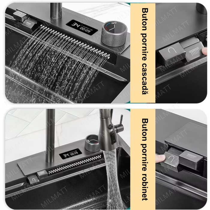 Chiuvetă multifuncțională  negru inox pentru bucătărie [7]