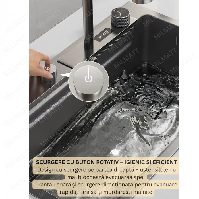 Chiuvetă multifuncțională  negru inox pentru bucătărie [9]
