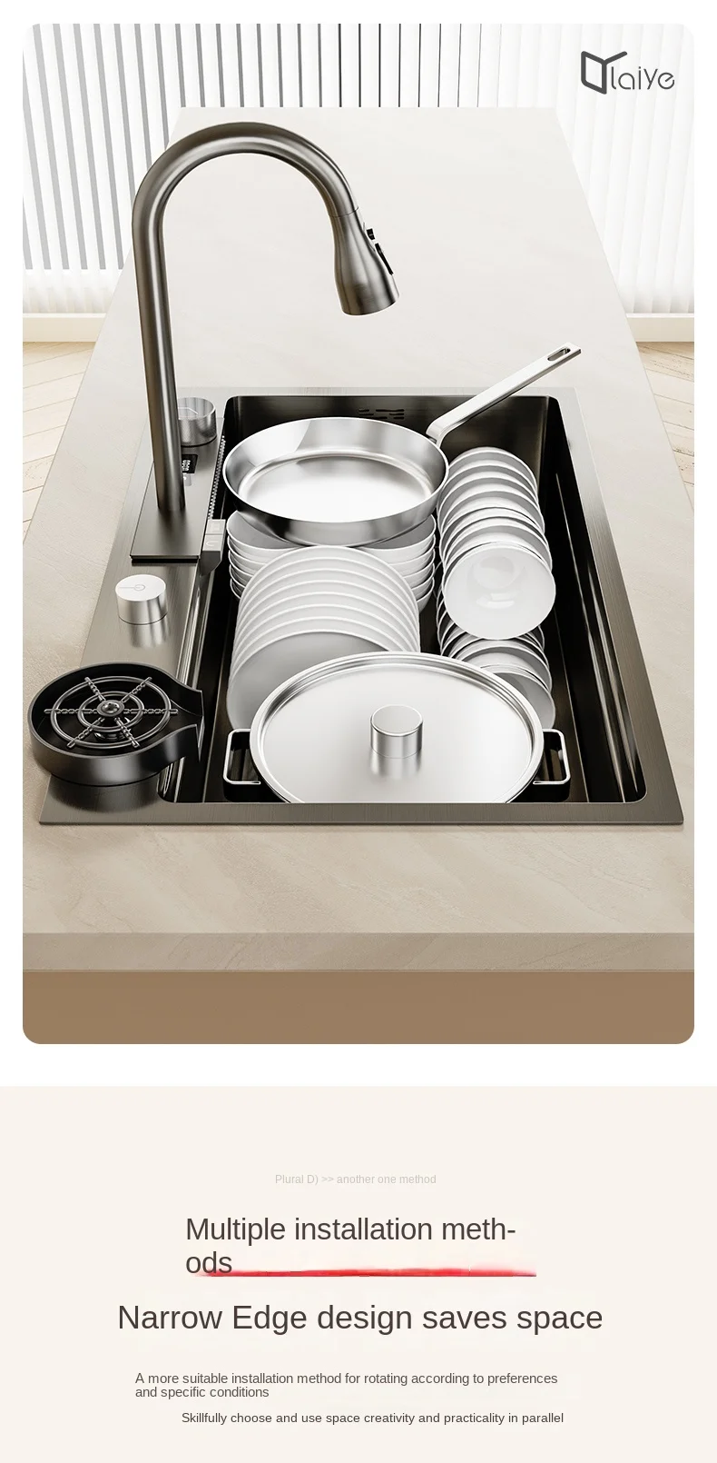 Chiuvetă multifuncțională  negru inox pentru bucătărie [19]