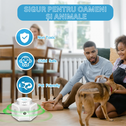 Aparat impotriva rozatoarelor, Milmatt, Anti soareci, Anti sobolani, Tehnologie duala cu ultrasunete, Actiune 360⁰ si acoperire 120m2, 4 niveluri de intensitate, Sigur pentru om si animale de companie [2]