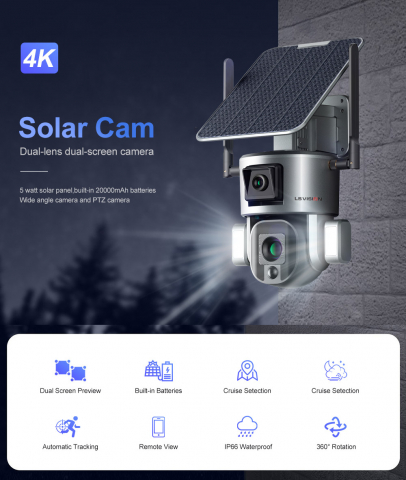 Camera de supraveghere Milmatt, 4G 4K Ultra HD, Dual Camera 4MP+4MP, 10X Optical ZOOM, Incarcare Solara, Rotire Din Aplicatie, Rezistenta La Apa IP 66 [2]