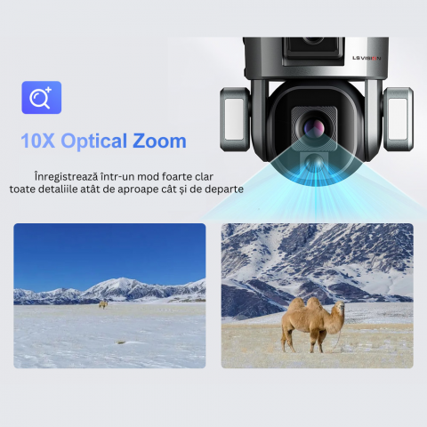 Camera de supraveghere Milmatt, 4G 4K Ultra HD, Dual Camera 4MP+4MP, 10X Optical ZOOM, Incarcare Solara, Rotire Din Aplicatie, Rezistenta La Apa IP 66 [12]