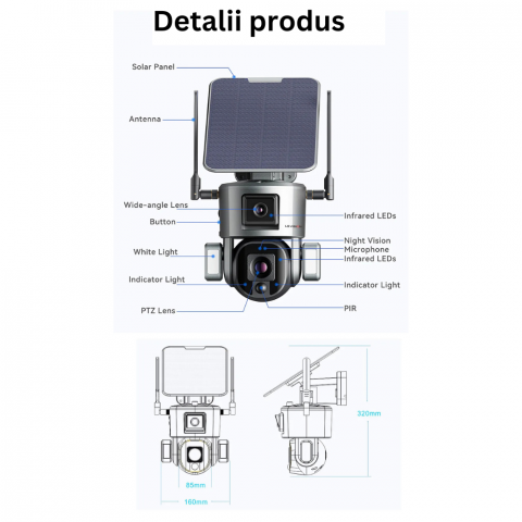 Camera de supraveghere Milmatt, 4G 4K Ultra HD, Dual Camera 4MP+4MP, 10X Optical ZOOM, Incarcare Solara, Rotire Din Aplicatie, Rezistenta La Apa IP 66 [14]