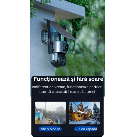 Camera de supraveghere Milmatt, 4G 4K Ultra HD, Dual Camera 4MP+4MP, 10X Optical ZOOM, Incarcare Solara, Rotire Din Aplicatie, Rezistenta La Apa IP 66 [7]