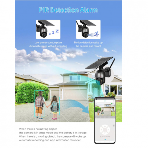 Camera de supraveghere Milmatt, 4G, HD, 3MP, Incarcare cu panou Solar, Rotire Din Aplicatie, PIR, alarma, comunicare bidirectionala, Rezistenta La Apa IP 66 [4]