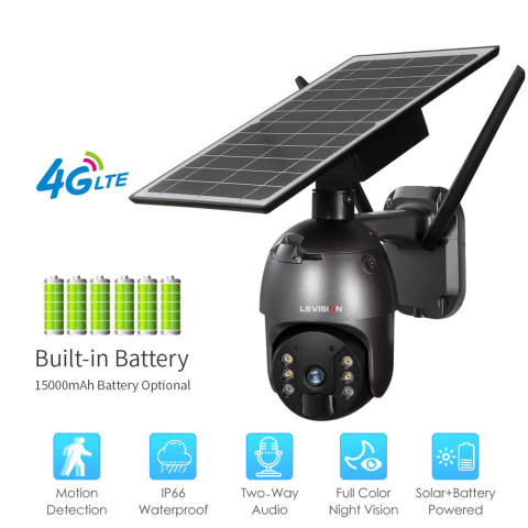 Tech & Gadgeturi - Camera de supraveghere Milmatt, 4G, HD, 3MP, Incarcare cu panou Solar, Rotire Din Aplicatie, PIR, alarma, comunicare bidirectionala, Rezistenta La Apa IP 66