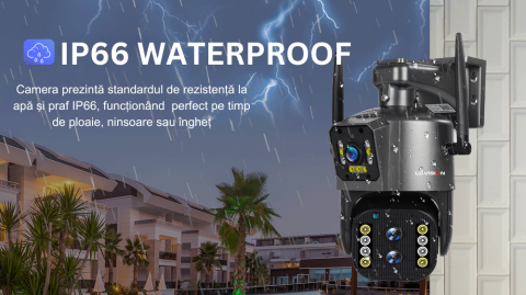 Camera de supraveghere Milmatt, WI-FI, Ultra HD, lentile triple, 4MP HD, 10X Optical ZOOM, Rotire Din Aplicatie, PTZ, Rezistenta La Apa IP 66 [7]