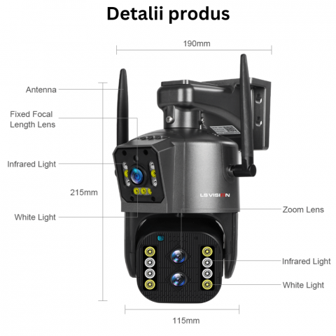 Camera de supraveghere Milmatt, WI-FI, Ultra HD, lentile triple, 4MP HD, 10X Optical ZOOM, Rotire Din Aplicatie, PTZ, Rezistenta La Apa IP 66 [9]