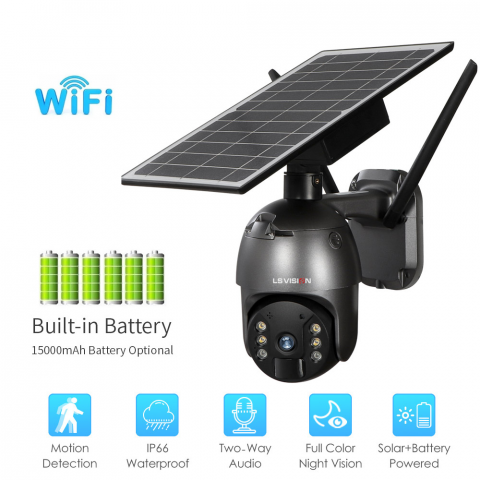 Tech & Gadgeturi - Camera de supraveghere Milmatt, WIFI, HD, 3MP, Incarcare cu panou Solar, Rotire Din Aplicatie, PIR, alarma, comunicare bidirectionala, Rezistenta La Apa IP 66