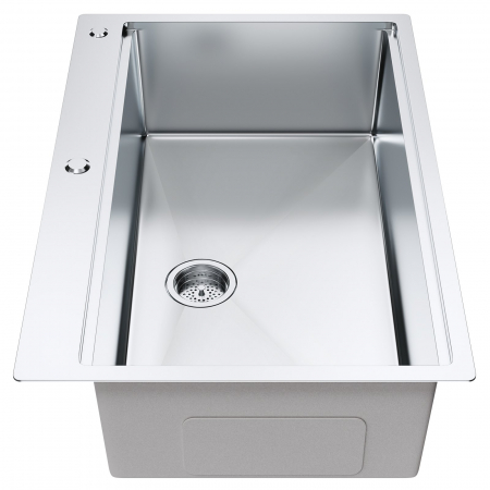 Chiuveta Inox Bucatarie, Milmatt, Premium Workstation cu Accesorii, Tocator Lemn Sapele, Gratar Inox, Cos scurgere, Grilaj Protectie Chiuveta, Silentioasa, Montaj pe Blat, 70x46x23 cm [12]