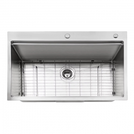 Chiuveta Inox Bucatarie, Milmatt, Premium Workstation cu Accesorii, Tocator Lemn Sapele, Gratar Inox, Cos scurgere, Grilaj Protectie Chiuveta, Silentioasa, Montaj pe Blat, 70x46x23 cm [14]