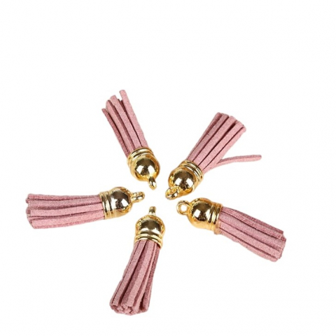 Accesorii decorative - Ciucuri Decorativi, Milmatt, Set 25 bucati, Roz, din imitatie de piele, pentru proiecte handmade, de artizanat