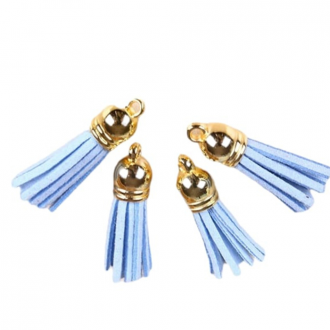 Accesorii decorative - Ciucuri Decorativi, Milmatt, Set 25 bucati, Albastru, din imitatie de piele, pentru proiecte handmade, de artizanat