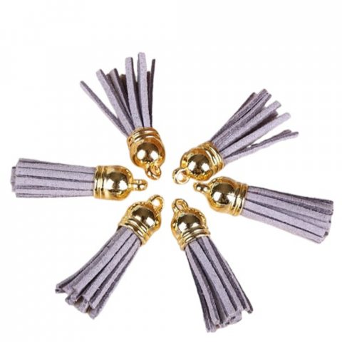 Matrițe și Accesorii DYI - Ciucuri Decorativi, Milmatt, Set 25 bucati, Gri, din imitatie de piele, pentru proiecte handmade, de artizanat