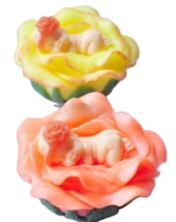 Matrite pentru Lumanari - Matrita de silicon, Milmatt, Bebelus pe floare, pentru sapun si lumanari