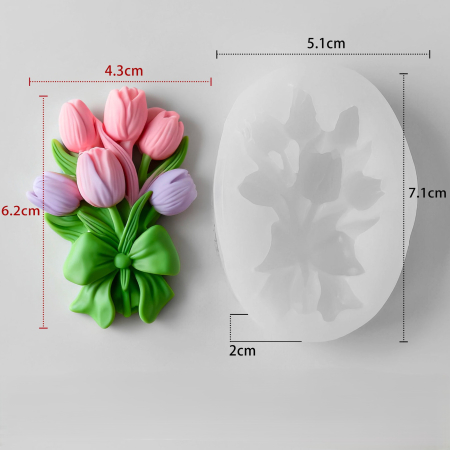 Matrita de silicon, Milmatt, Buchet Lalele 2, dimensiune 51 x 73 x 20 mm [1]