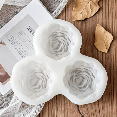 Matrite pentru Lumanari - Matrita de silicon, Milmatt, Set 3 Mini bujori