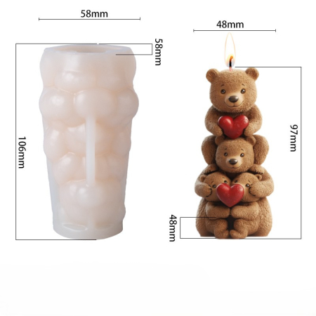 Matrite pentru Lumanari - Matrita de silicon, Milmatt, Familie ursuleti model 2