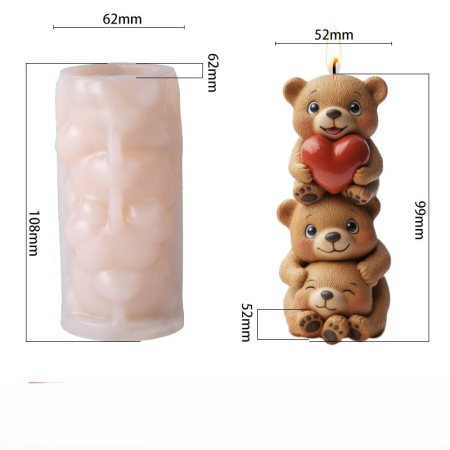 Matrite pentru Lumanari - Matrita de silicon, Milmatt, Familie ursuleti model 4
