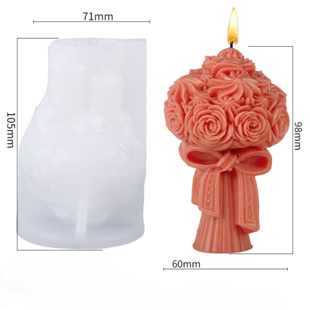 Matrita de silicon, Milmatt, Buchet Trandafiri cu bezele, pentru lumanari, non toxic, 71 x 105 cm [1]