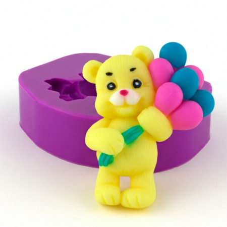 Matrite pentru Lumanari - Matrita de silicon, Milmatt, Ursulet cu baloane 3, pentru sapun si lumanari