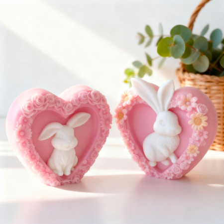 Matrita de silicon, Milmatt, Inima cu Iepuras 1 [3]