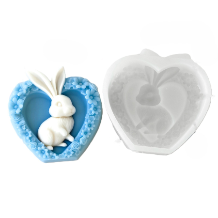 Matrite Lumanari Paste - Matrita de silicon, Milmatt, Inima cu Iepuras 1