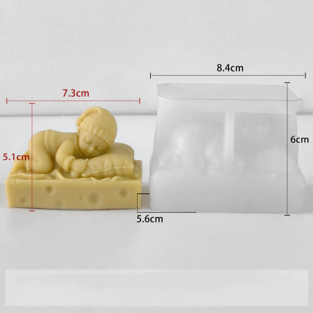 Matrita de silicon, Milmatt, Model Bebelus pe branza, pentru lumanari, silicon alimentar, non toxic [3]