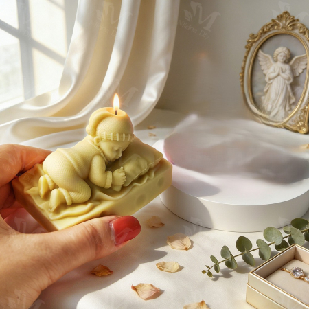 Matrita de silicon, Milmatt, Model Bebelus pe branza, pentru lumanari, silicon alimentar, non toxic [1]