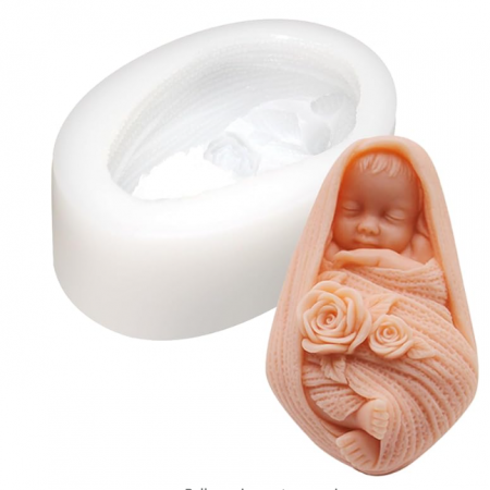Matrite pentru Lumanari - Matrita de silicon, Milmatt, Model Bebelus Infasat, pentru lumanari, silicon alimentar, non toxic