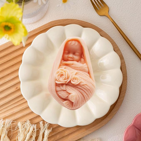 Matrita de silicon, Milmatt, Model Bebelus Infasat, pentru lumanari, silicon alimentar, non toxic [5]