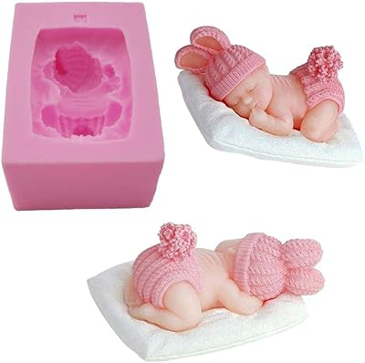 Matrite pentru Lumanari - Matrita de silicon, Milmatt, Model Bebelus pe perna, pentru lumanari, silicon alimentar, non toxic