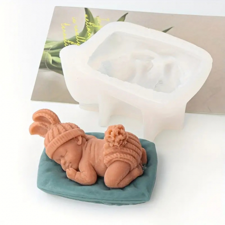 Matrite de Silicon - Matrita de silicon, Milmatt, Model Bebelus pe perna, pentru lumanari, silicon alimentar, non toxic