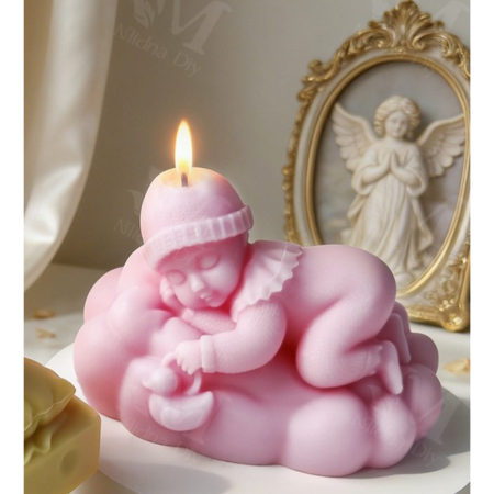 Matrita de silicon, Milmatt, Model Bebelus fetita pe norisor, pentru lumanari, silicon alimentar, non toxic [3]