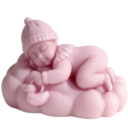 Figurine Umane - Matrita de silicon, Milmatt, Model Bebelus fetita pe norisor, pentru lumanari, silicon alimentar, non toxic