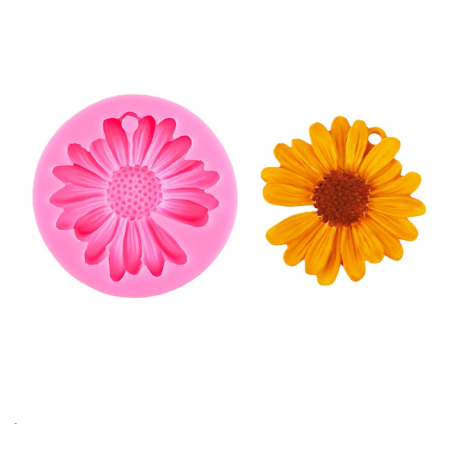 Matrite Florale - Matrita de silicon, Milmatt, Model Crizantema cu orificiu, pentru lumanari, 72 x 72 x 18 mm